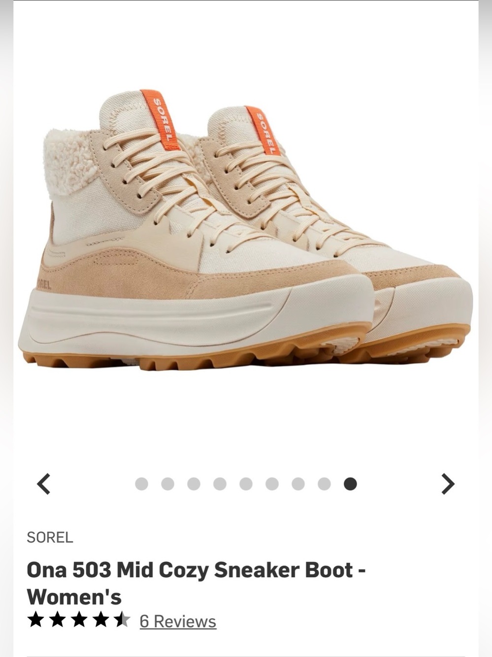 SOREL Ona 503 Mid Cozy Sneaker Boot in Cream/Tan